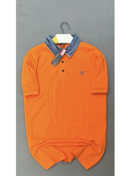 Polo homme col contrasté