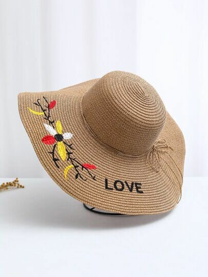 Chapeau de paille brodé