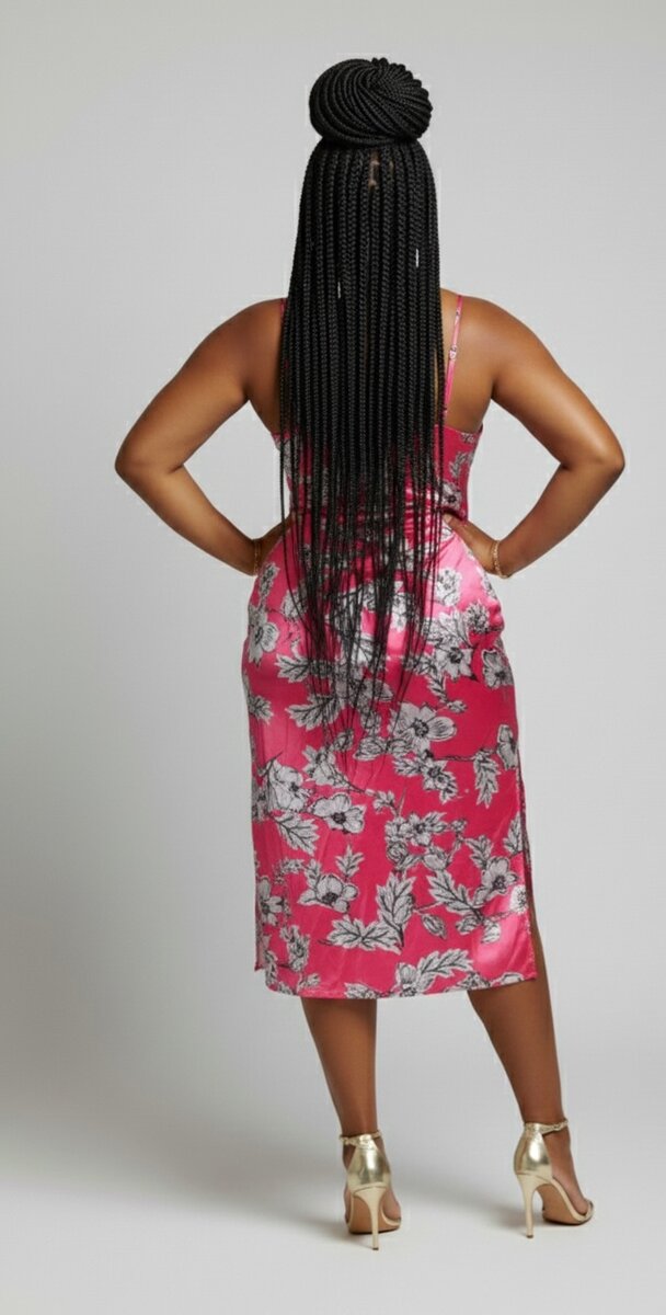 Robe Midi Florale Satinée