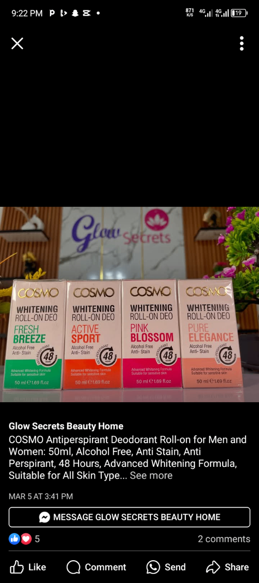 Cosmo Roll-on For dark underarms or armpit