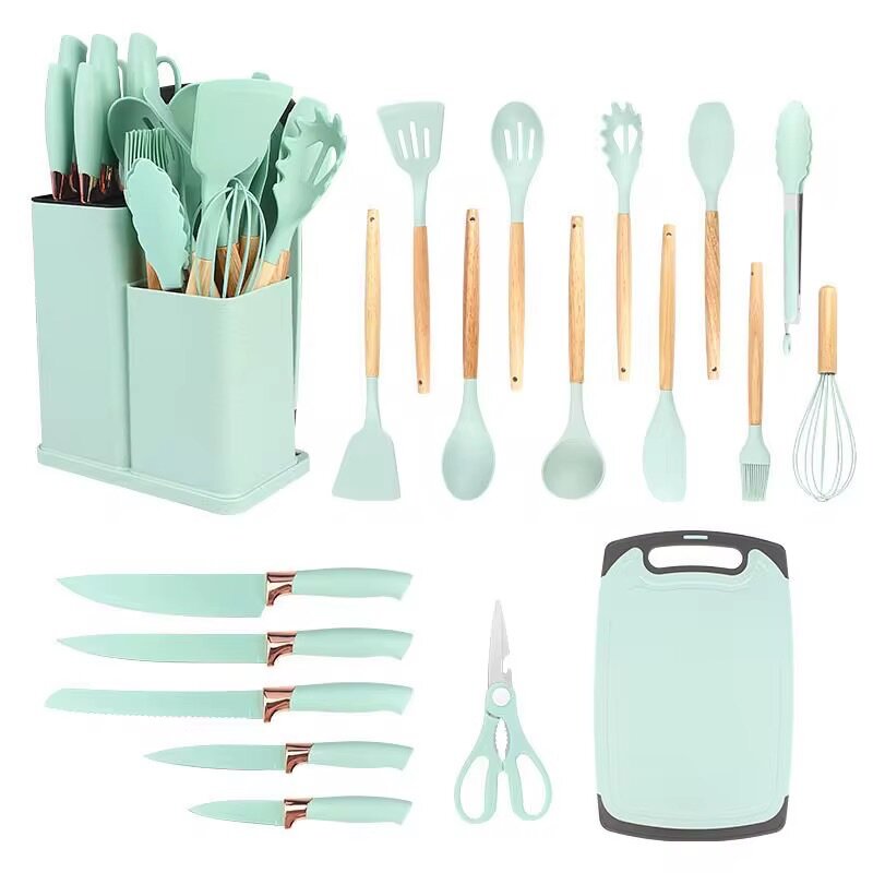19pcs silicone cutlery set