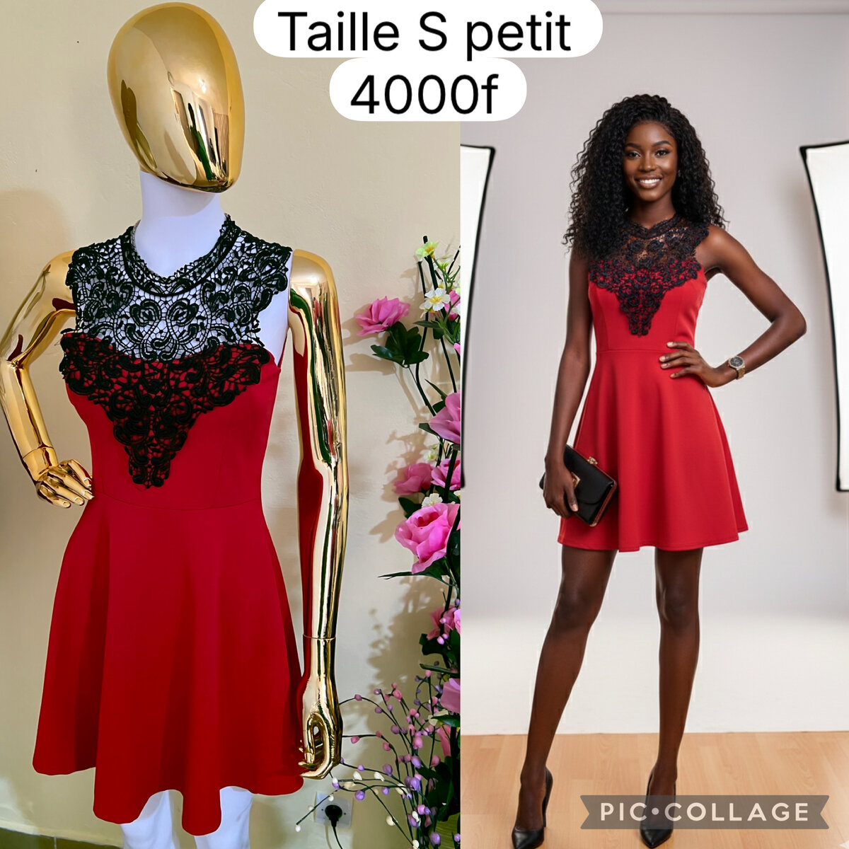 Robe Rouge Élégante Dentelle