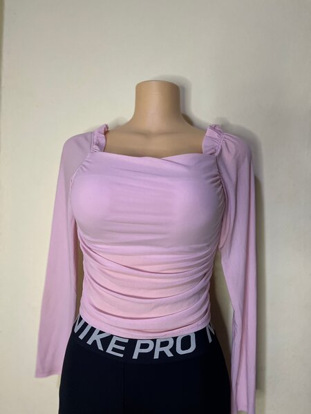 Top rose manches longues