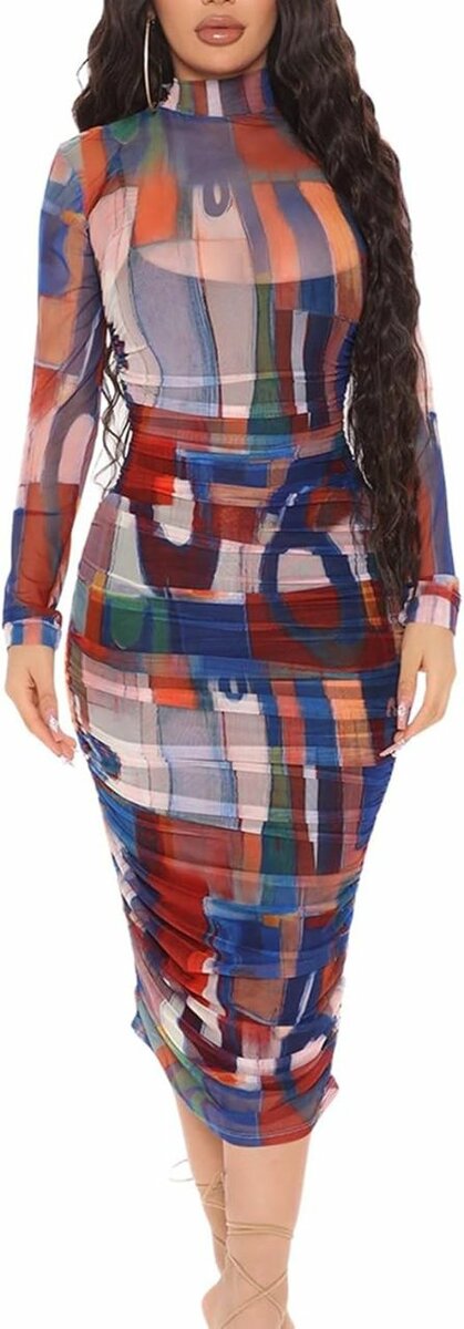 Robe moulante multicolore chic