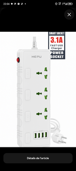 Multiprise USB Hépu 3.1A