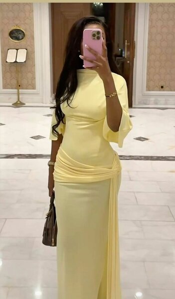 Robe Jaune Élégante Soirée