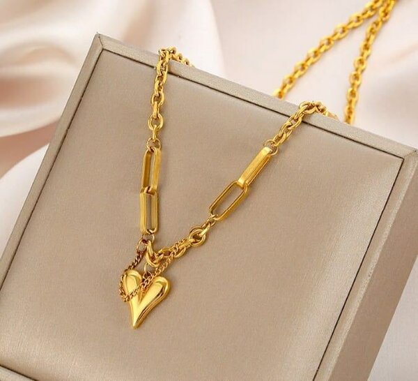 Gold Heart Pendant Necklace
