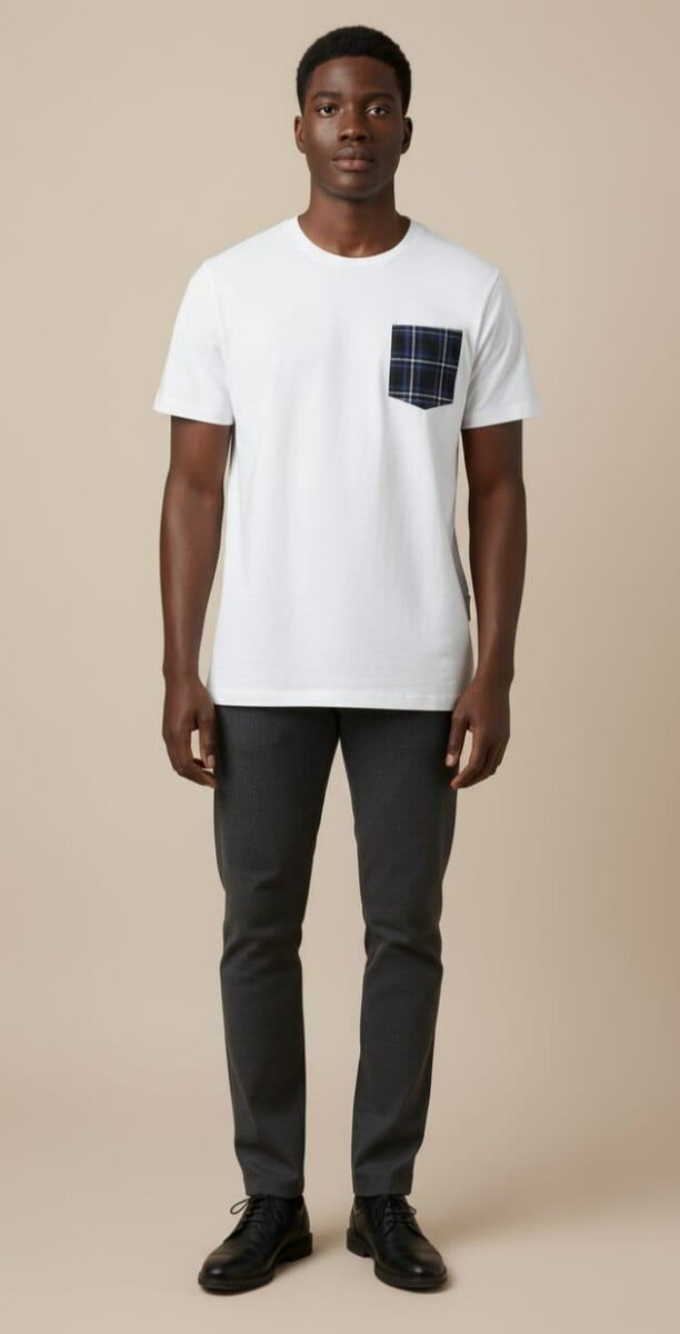 T-shirt blanc à poche