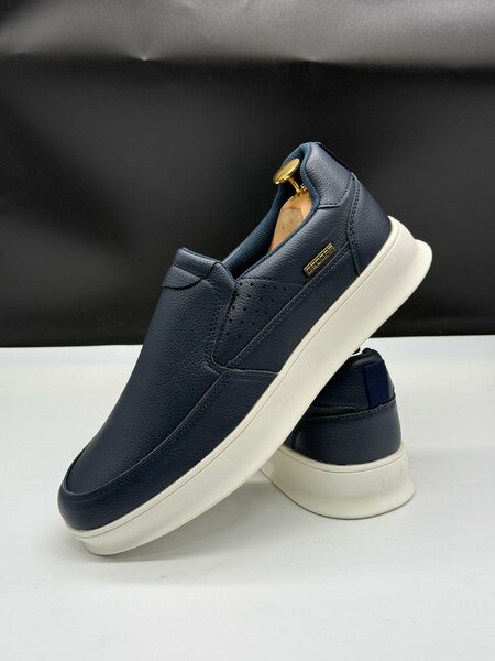 Mocassins en cuir bleu homme