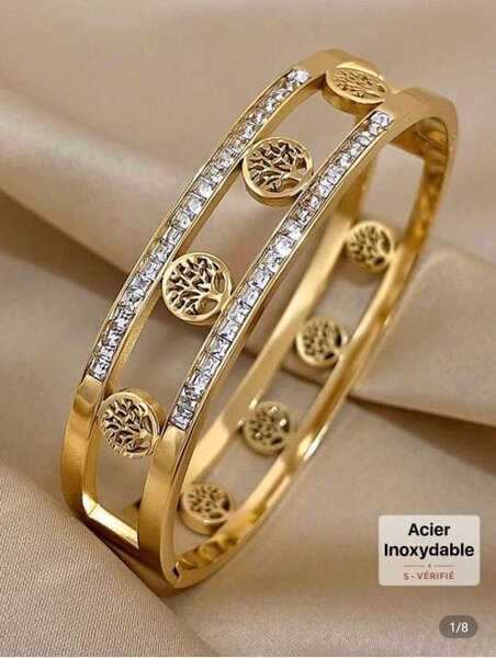 Bracelet acier doré élégant