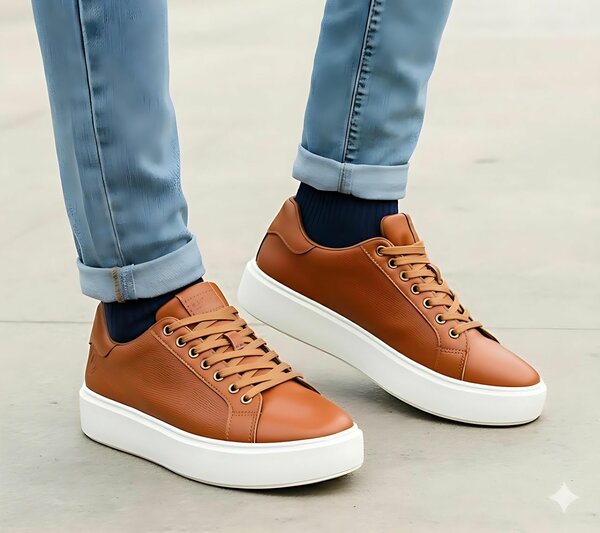 Baskets basses en cuir unisexe