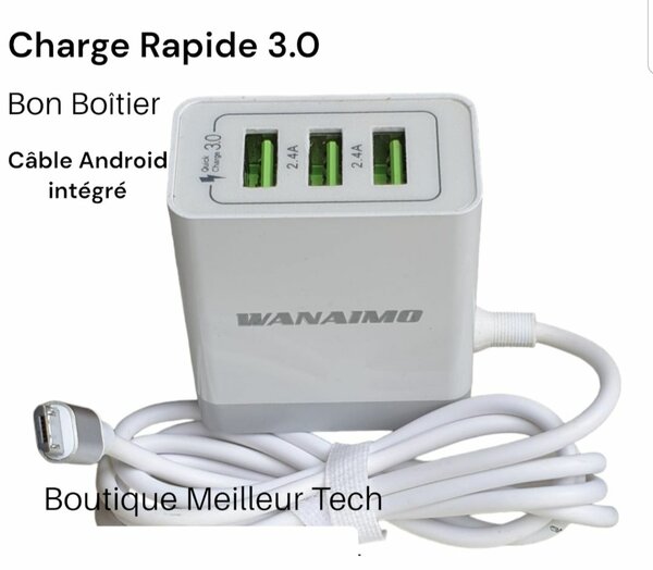 Chargeur Android 15W Bou Android - 3 port USB - Bonne Qualit