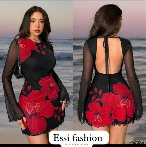 Robe florale manches longues