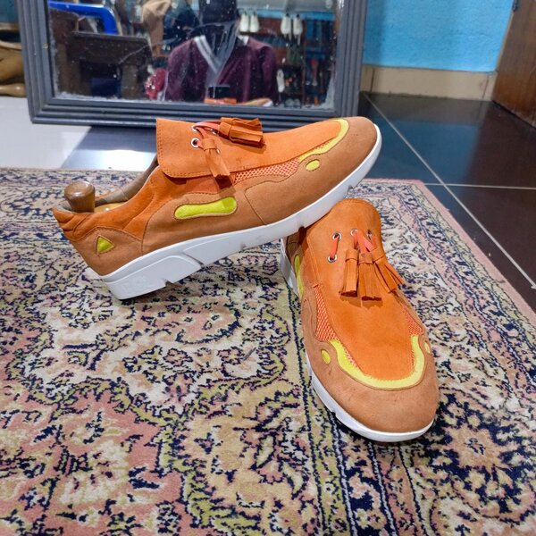 Mocassins en daim orange