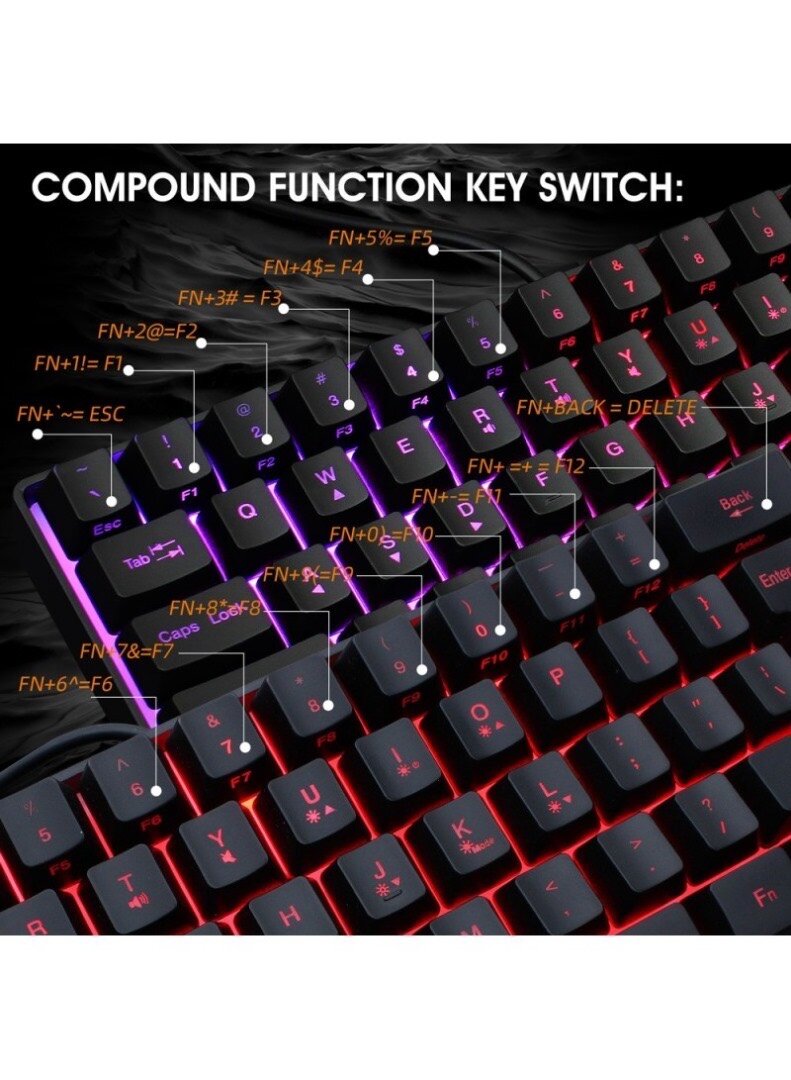 61 keys USB Wired Gaming Keyboard with C
