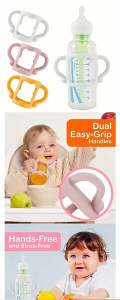 Silicon bottle handles for baby bottles for easy grip