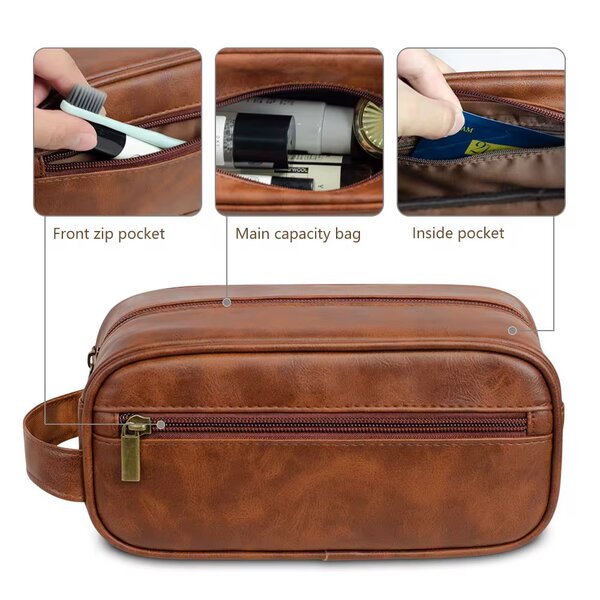 Trousse de toilette en cuir