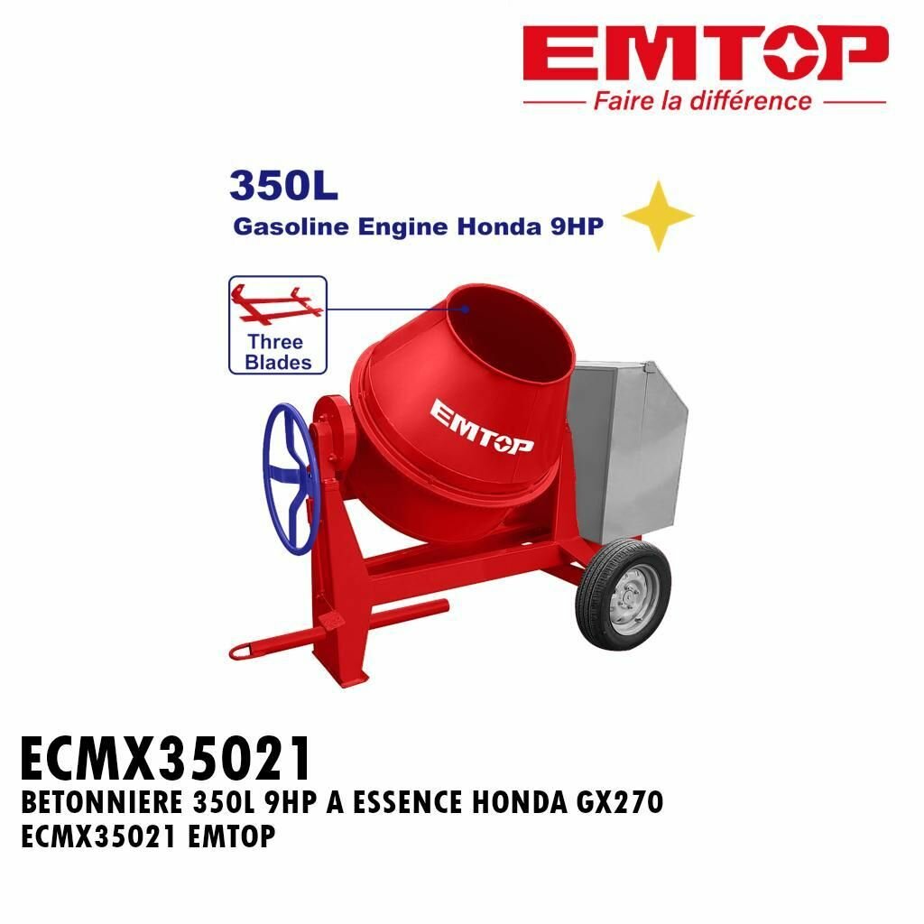 Bétonnière EMPTOP 350L 9HP
