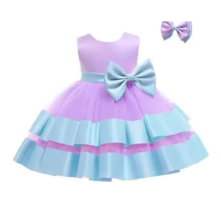 Baby Girl Dress Sleeveless Bowknot Tulle Tutu Wedding ( Fabric Silk And Net)