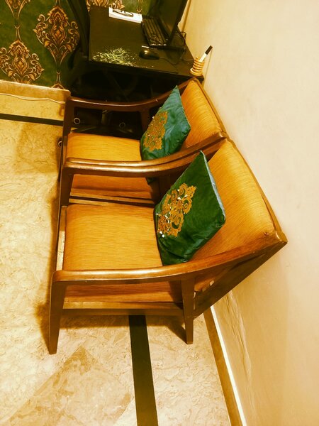 2 Chairs Pure Wood With Table