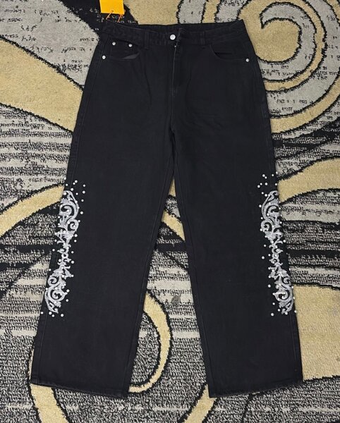 Pantalon Brodé Femme Noir