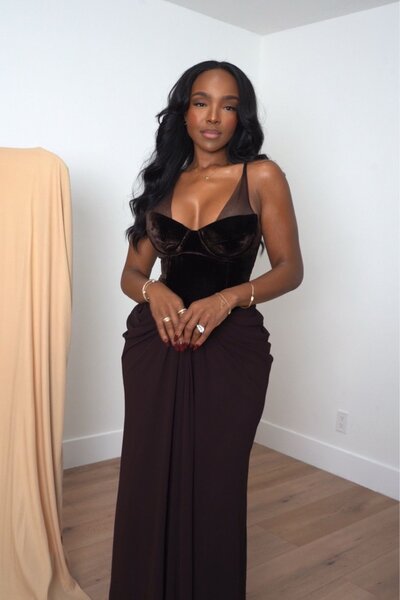 Robe longue en velours élégante