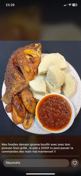 Plat poisson grillé et igname