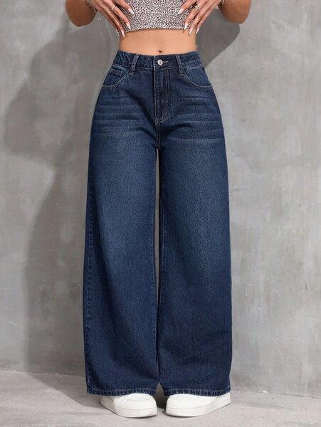 Jeans larges taille haute femme
