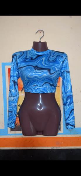 Haut court à motif marbré