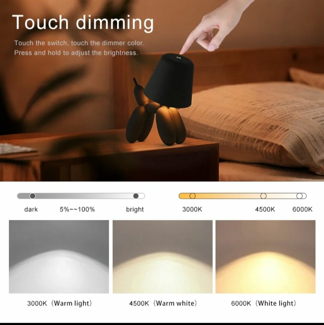 Beautiful puppy lamp 3 colors metal unique body unique