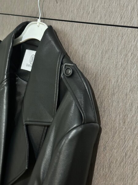 Тренч двубортный, из эко кожи