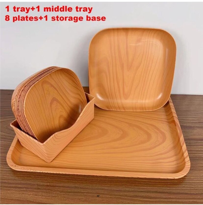 WOODEN GRAIN PLATES SETS WOODEN PLATES