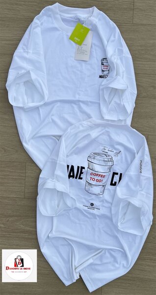 T-shirt blanc imprimé café