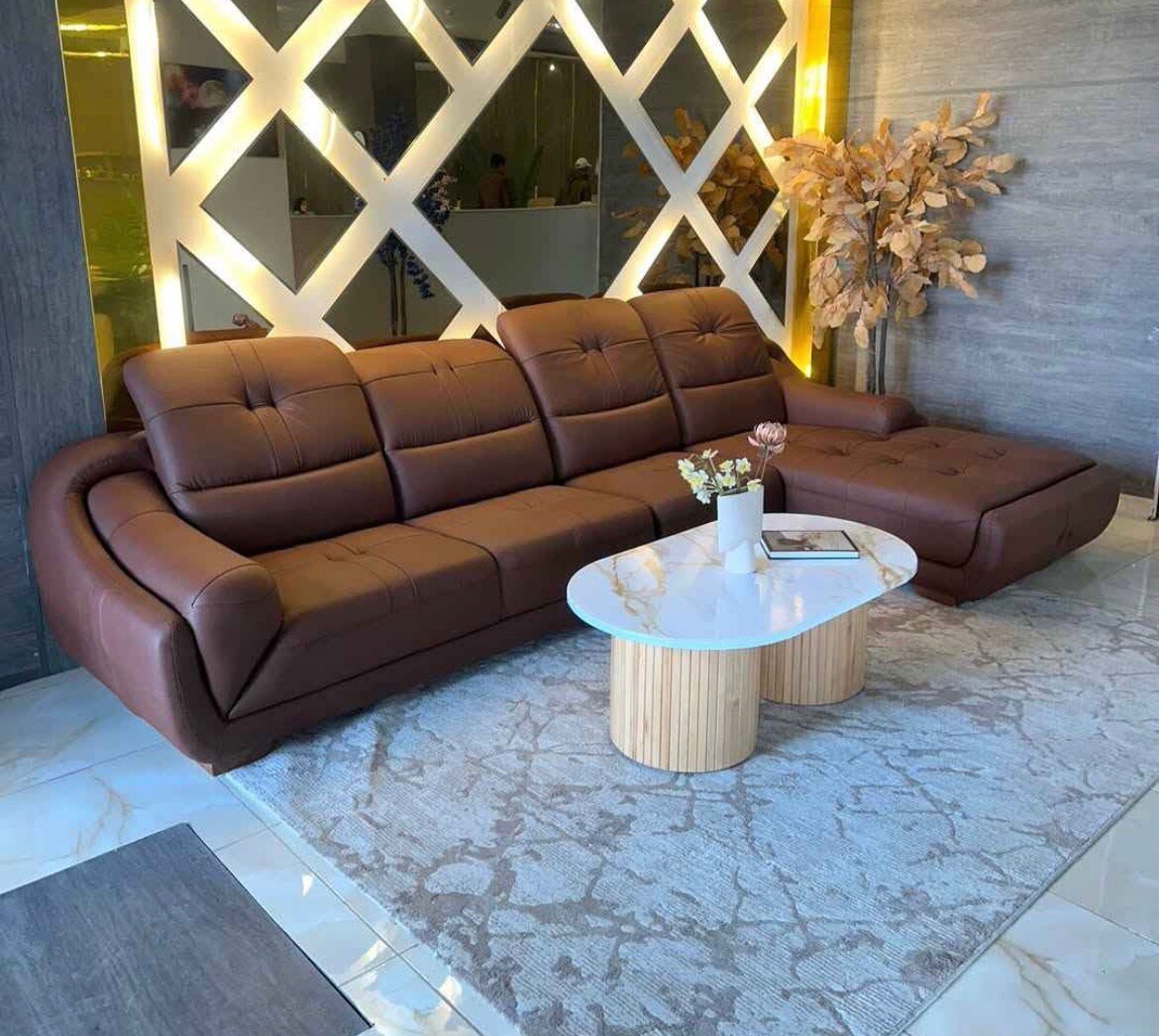 Canapé d'angle en cuir élégant