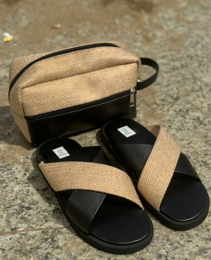 Sandales tissées avec pochette