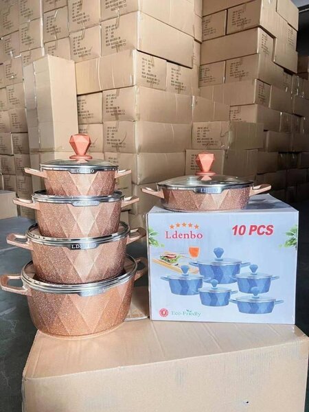 Ldenbo 10pcs nonstick Die-Cast cookware