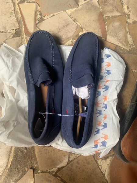 Mocassins en daim bleu marine