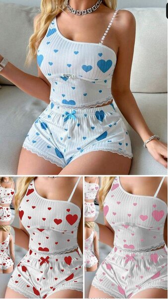 Pyjama court cœur femmes