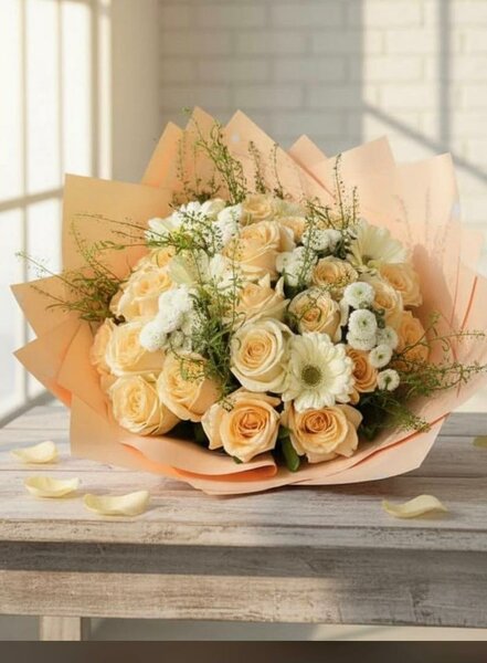 Bouquet de roses pâles élégant