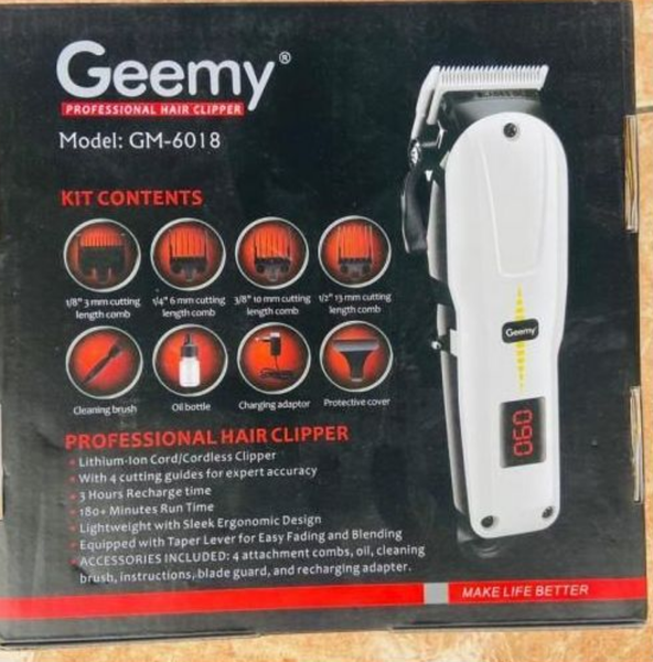 Geemy Tondeuse A Cheveux Professionnel Performante Avec Accessoires-Blanc