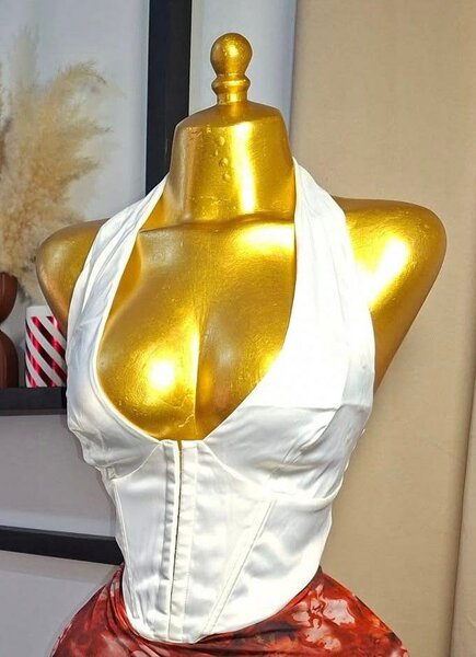 Top corset satiné blanc