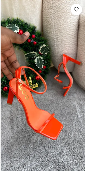 Sante Orange Ankle Strap Block Heels