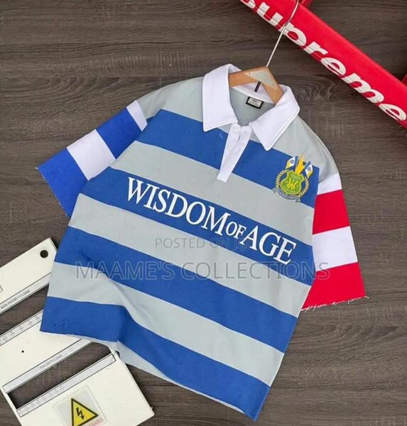 Polo rugby rayé bleu