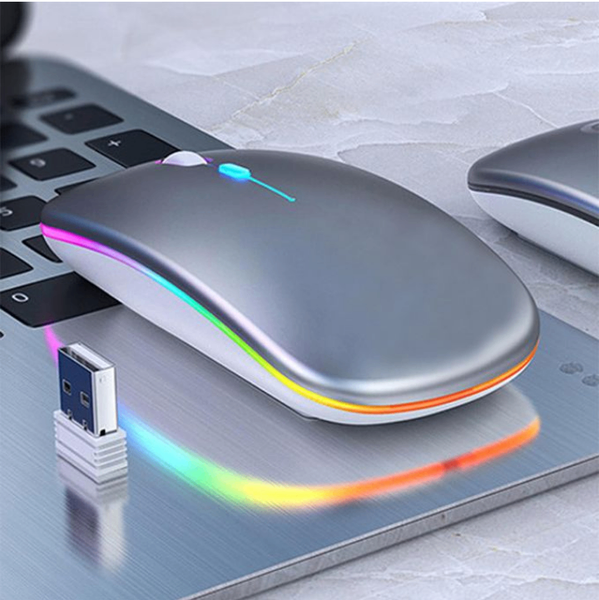 Colorful LED 2.4G recharge ultra-thin wireless mouse silver