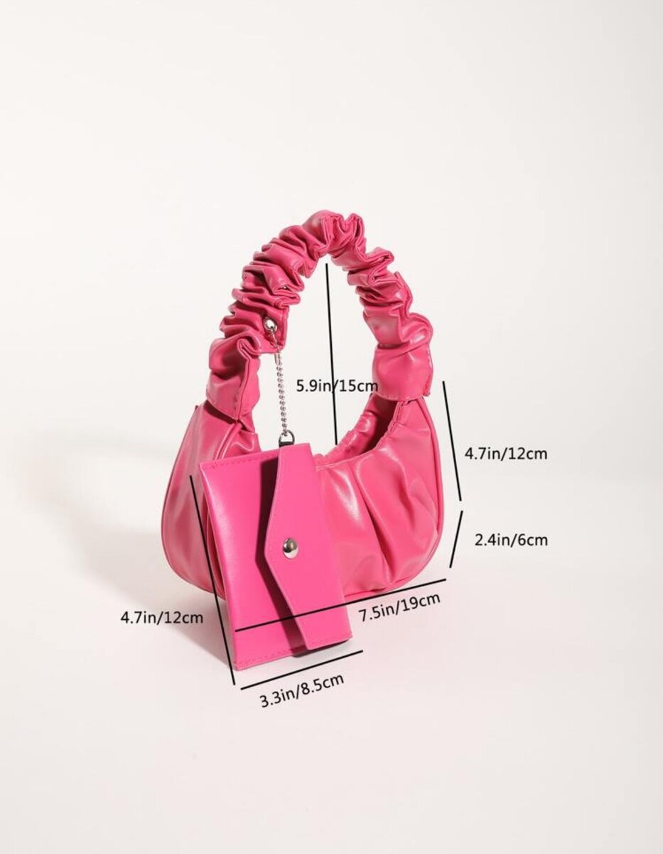 Mini pink bag with a card holder