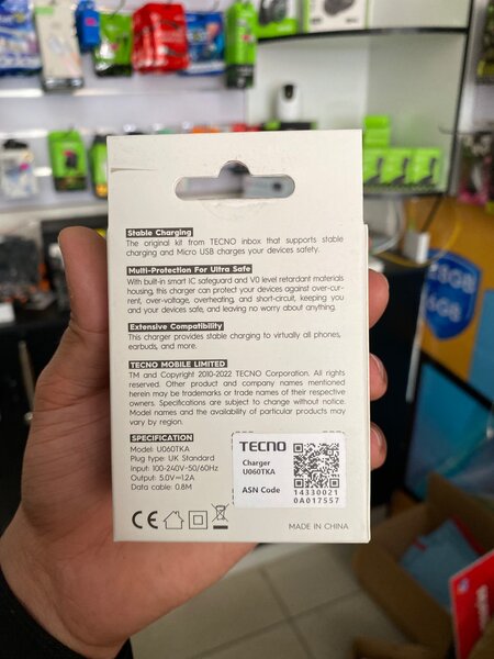 Tecno Orginal Micro Charger (12 Months warrenty)