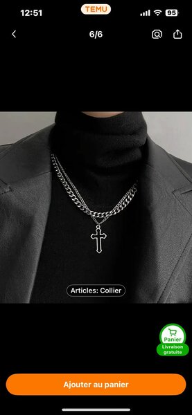 Collier homme en acier inoxyda