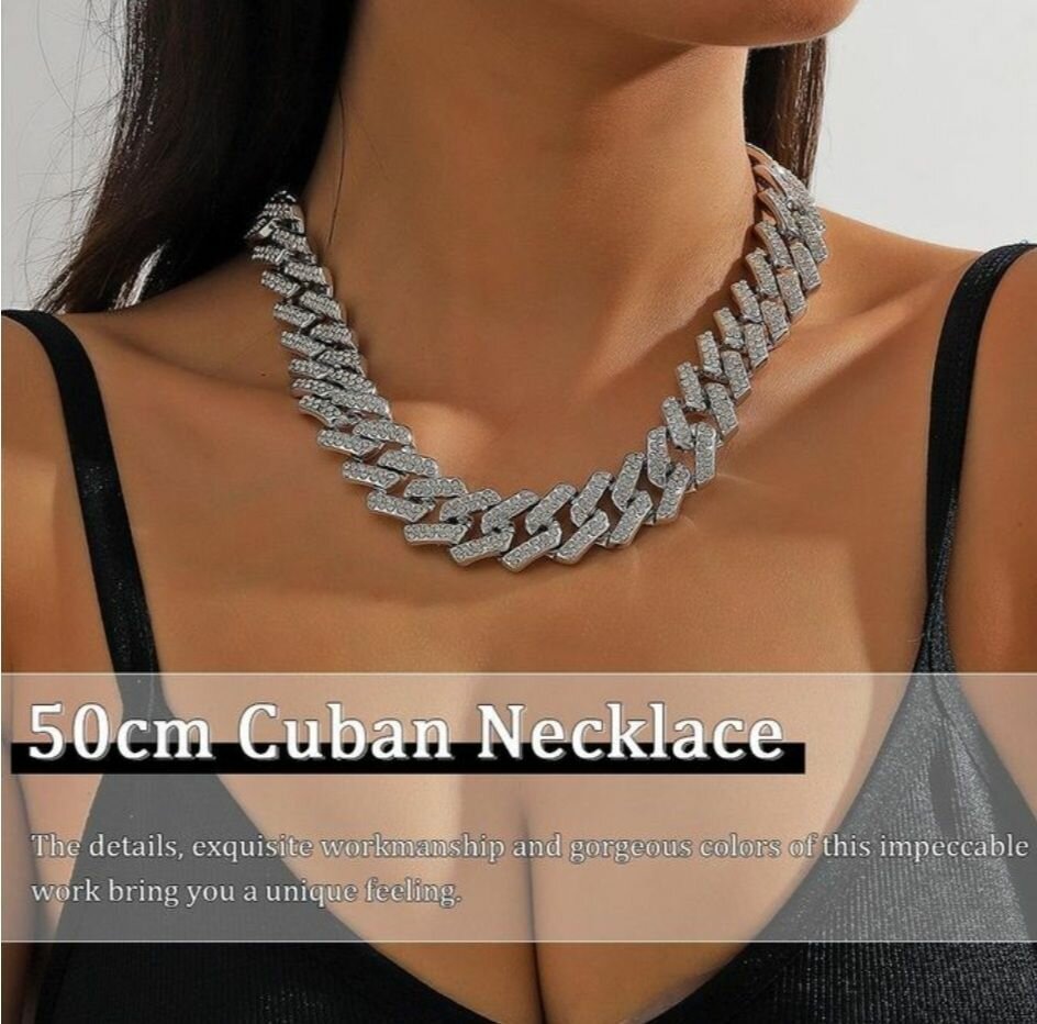 Collier cubain 50 cm brillant