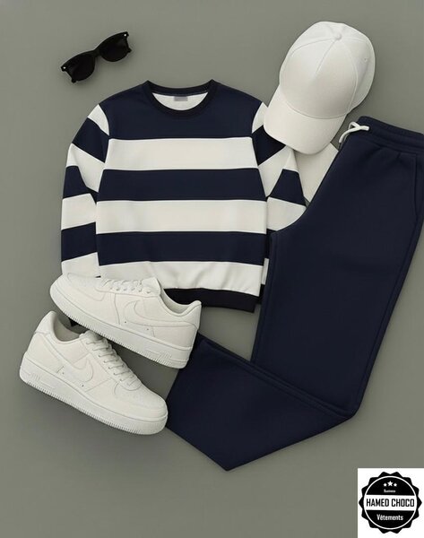 Ensemble décontracté rayé homme