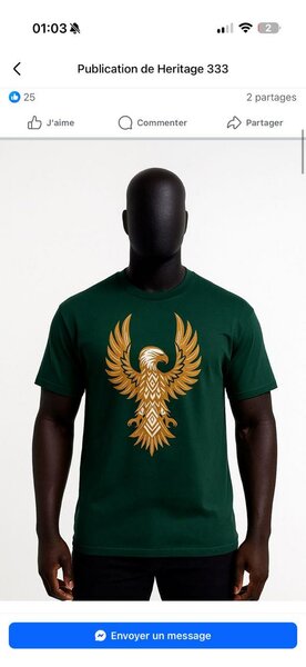 T-shirt vert motif ethnique